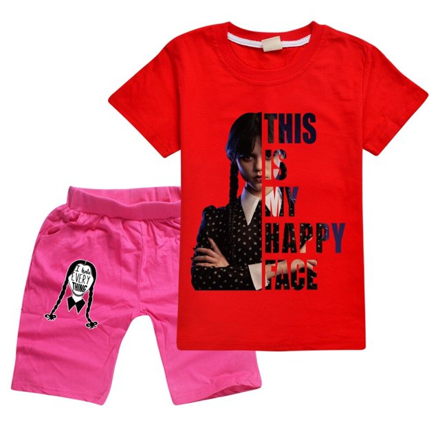 Conjunto de ropa de verano para niñas 100% algodón, ropa deportiva para niños, camiseta de 2 piezas y pantalones cortos zhangyuxiang LED