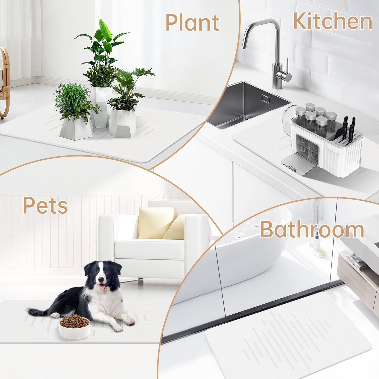 Stone Bath Mat,31.5x19.7Inches Non-slip Diatomaceous Earth Shower Mat Quick Drying Super Absorbent, Easy to Clean
