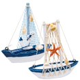 thumbnail image 1 of BLLREMIPSUR 2 piezas mini velero decoración de madera miniatura velero modelo náutico decoración temática para baño baby shower fiesta niños guardería, 1 of 1