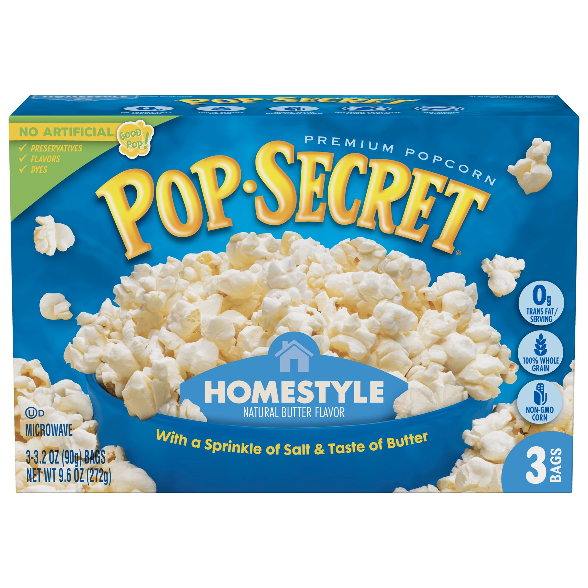 Pop Secret Microwave Popcorn, Homestyle, 3.2 Oz, 3 Ct