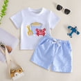 thumbnail image 2 of Karoyedx Toddler Boy Clothes Toddler Baby Boy Summer Clothes Short Sleeve Embroidery T-shirt And Shorts Casual Infant Boys 2Piece Outfit White Size,18-24 Months, 2 of 3