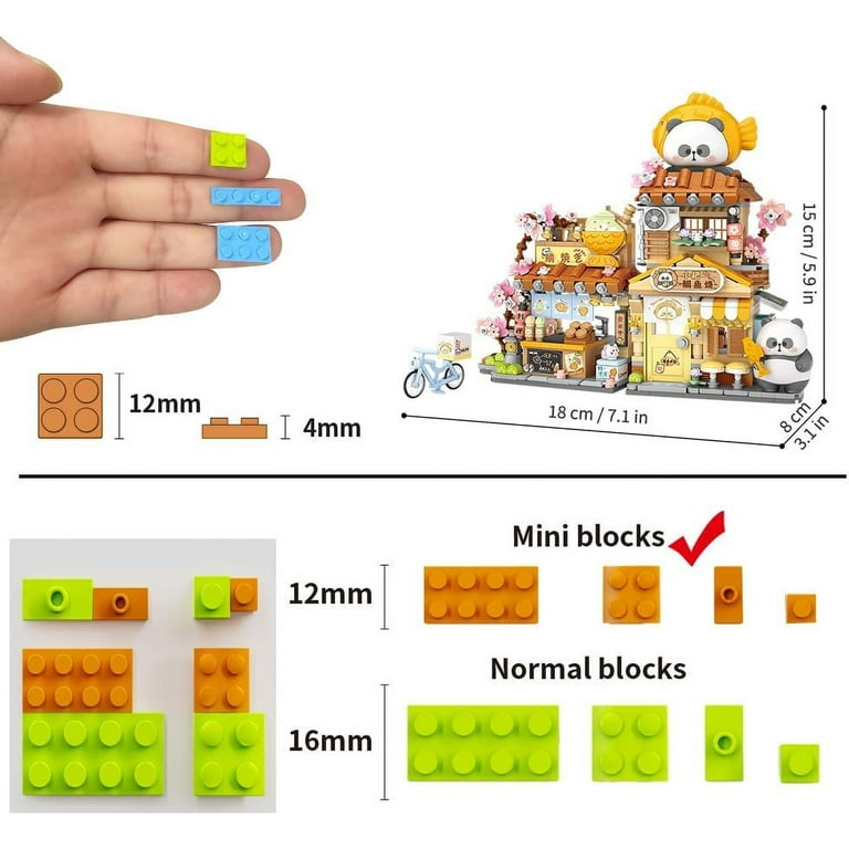 GZBrick Panda Street Scene Building Sets Openable Taiyaki Shop for