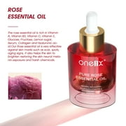 One1X Organic Rose Essential Oils for Dry Skin Moisturizing Rose Serum for Face Hair Body Massage Aromatherapy and Relaxation