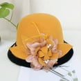thumbnail image 2 of Dyfzdhu Women Autumn Winter Flowers Round Top Casual Fisherman Bucket Cap Small Bowler Hat Yellow, 2 of 3