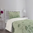 thumbnail image 2 of Ambesonne Sage Green Quilted Bedspread Set 2 Pcs, Botanical Wildfloral Art, Twin Size, Pale Teal Emerald, 2 of 4