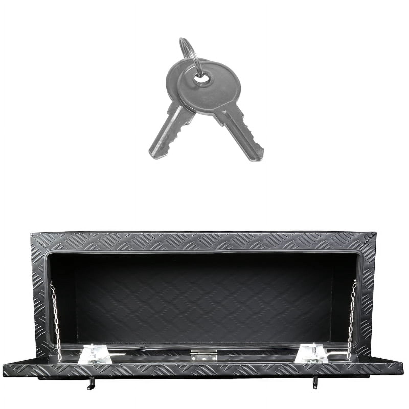 Spec-D Tuning 36x18x16 Truck Pickup Bed Utility Chest Aluminum Black Tool Box Trailer Storage W/ Lock Key