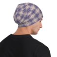 thumbnail image 5 of Gaeub Purple Floral Gingham Check Plaid Print Beanie Hats for Men Women,Winter Caps,Knit Cuffed Beanie,Cuffed Cap,Great for Winter Activities, 5 of 7
