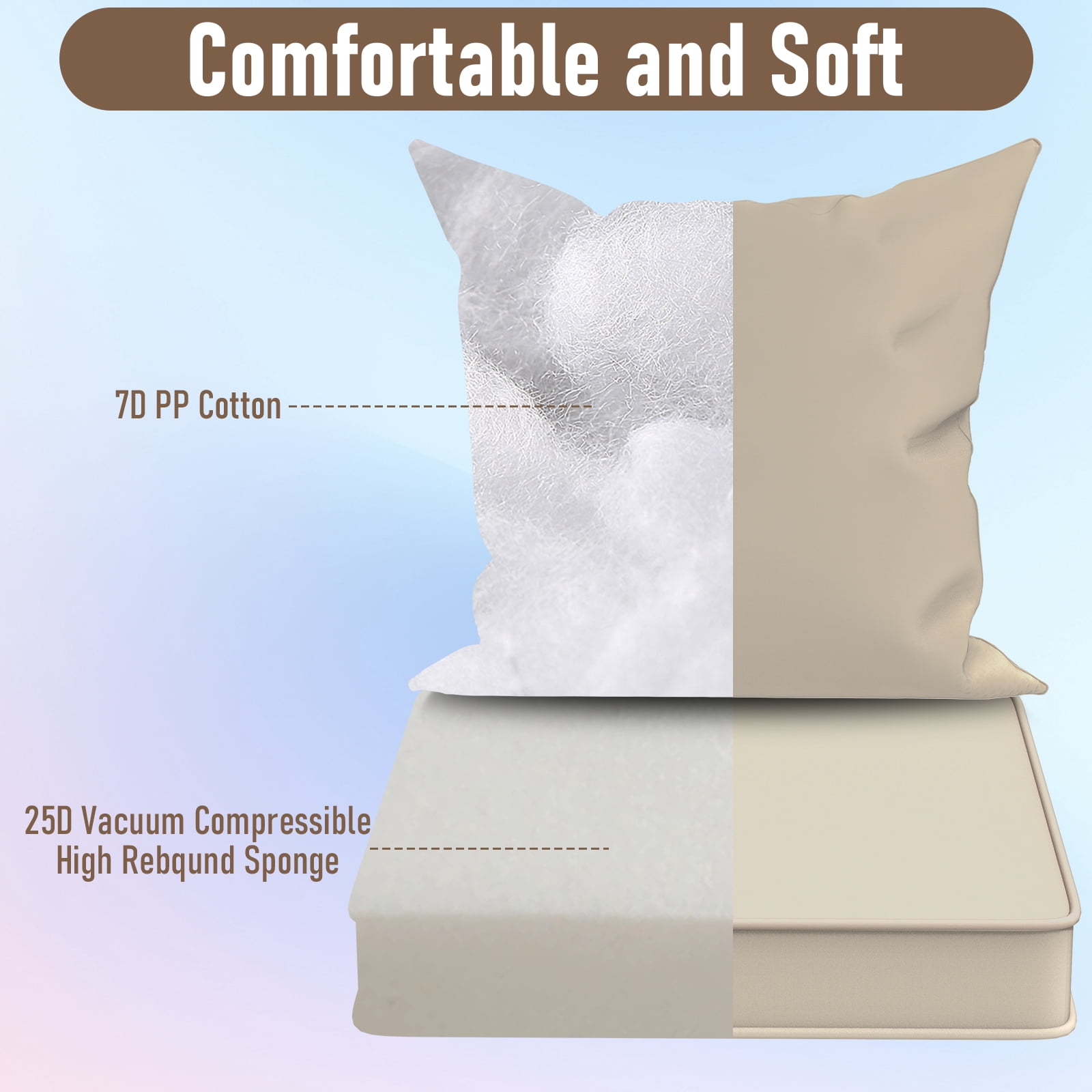 Yacona Outdoor Chair Cushions Set, 24x24in Patio Furniture Cushions with Handle, for Patio Furniture Chair Sofa, Beige