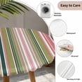 thumbnail image 6 of Colorful Striped Fitted Tablecloth with Elastic Edged, Round Table Cloth for Dining Table, Sage Green Pink White Vertical Lines Waterproof Oil Proof Table Cover for Indoor Outdoor 45"-54", 6 of 8
