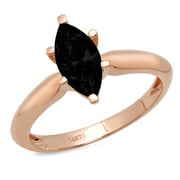 CLARA PUCCI 1 ct Brilliant Marquise Cut Clear Simulated Diamond 18K Rose Gold Solitaire Ring SZ 6.75