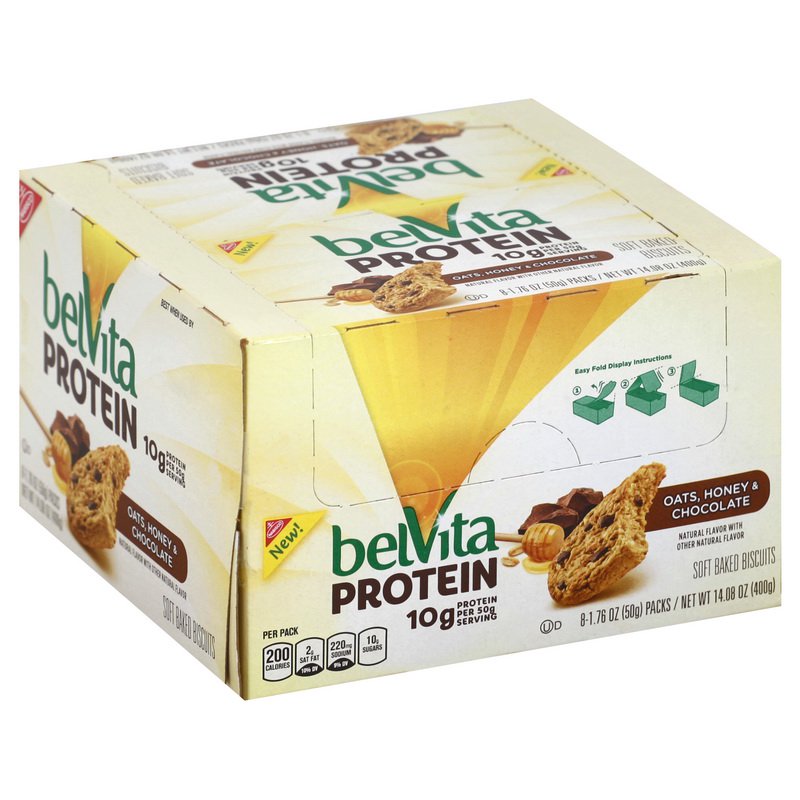 (Price/case)Belvita 05311 Protein Biscuits Oats Honey & Chocolate 8X14