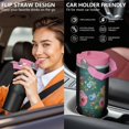 thumbnail image 5 of 30oz Pioneer Colorful Floral Stainless Steel Flip Straw Tumbler with Lid and Straw Spill Proof Travel Cup Double Wall Vacuum Insulated Coffee Mug with Top Handled Pink, 5 of 7