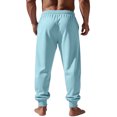 thumbnail image 5 of HaCpiu Men's Loose Fit Jogger Pants, Solid Elastic Waist Sweatpants with Pockets, Casual Soft Fleece Track Cuff Gym Trousers, Light Blue XL, 5 of 8