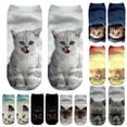 thumbnail image 2 of Besufy Adult Women Socks 3D Cat Animal Print Breathable Cotton Elastic Low Cut Ankle Socks, 2 of 7
