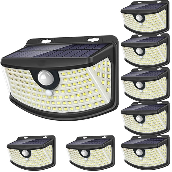 Luces solares con sensor de movimiento Aootek 120 LED IP65, paquete de 8