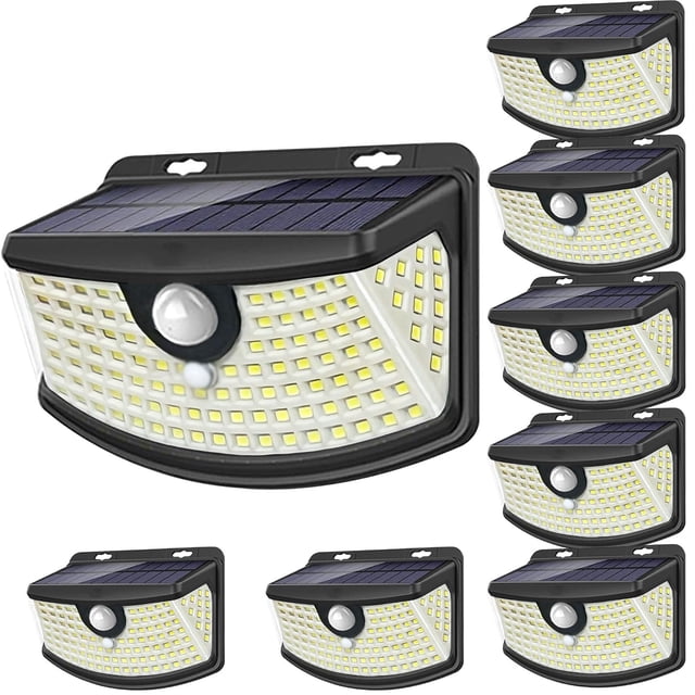 Luces solares con sensor de movimiento Aootek 120 LED IP65, paquete de 8