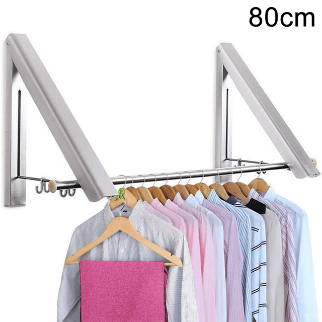 2/3 Rod Retractable Clothes Racks - Wall Mounted Folding Clothes Hanger,Clothes Drying Rack Used for Storage Organizations, Such As Bathrooms, Balconies-Silver