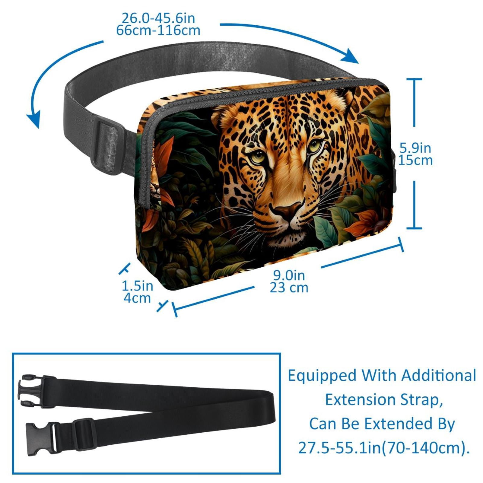 Leopard Lightweight Adjustable Sling Bag Waist Pack with Extension Strap Unisex - Ideal for Travel and Outdoor Activities