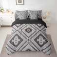 thumbnail image 2 of jejeloiu Ancient Bohemian Aztec 7 Pieces Bedding Comforter Set,Boho Exotic Style Full Bedding Set,Gray Rhombus Triangle Fitted Sheet Flat Sheet For Men Women,Breathable Home Decor Reversible, 2 of 8
