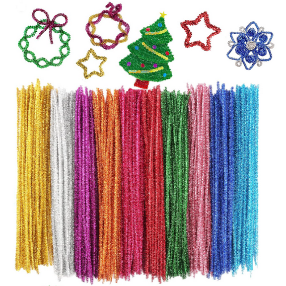 400pcs multicolour Glitter Pipe Cleaners 30cm for DIY Craft Projects