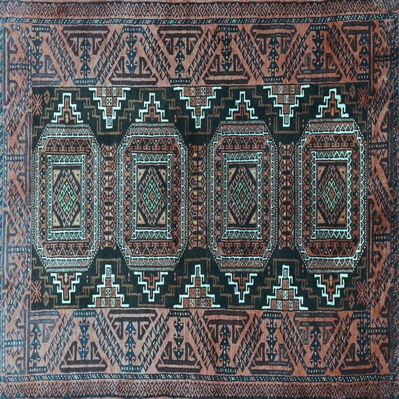 Ahgly Company Indoor Square Persian Light Blue Traditional Area Rugs, 6' Square