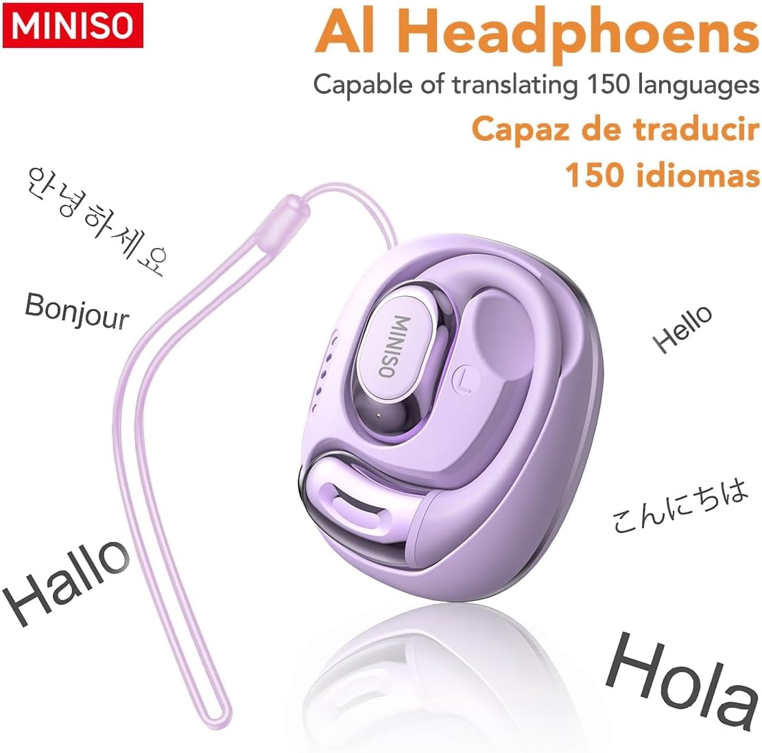 MINISO Al TranslationBuletooth Headphones MS156 Long Battery Life HiFi Stereo Sound Wireless Earhooks Headphones