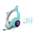 thumbnail image 1 of ULTREND RGB Luminous Cat LED Gaming Headset For Mobile Devices/Game Console/PC/Laptop Noise Reduction and Wired Headset with Detachable Microphone. (Emerald Green), 1 of 5