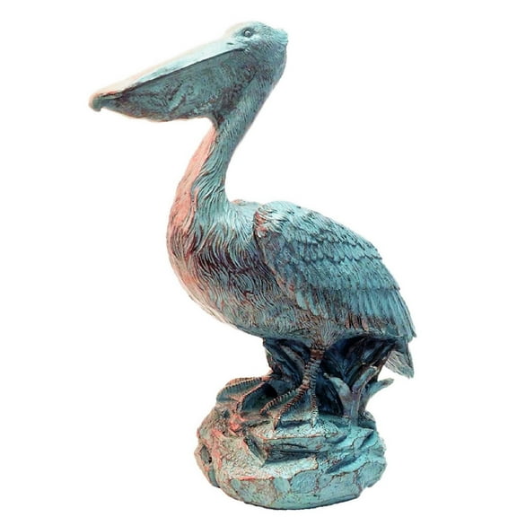 Homestyles 20 in. Bronze Patina Pelican on Coastal Rock Nautical Beach Statue