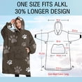 thumbnail image 4 of Oversized Wearable Blanket Hoodie,Brown Dog Paw Footprint Sherpa Blanket Hoodie with Super Pockets,Super Warm Fuzzy Pullover for Women & Men, 4 of 6