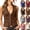 Black jacket women, variant on Women's Faux Suede Vest Cowgirl Western Vest Leather V Neck Slim Fit Fashion Casual Waistcoat Top White,S