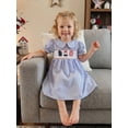 thumbnail image 4 of BemeyourBBs Toddler Baby Girls 4th of July Dress Smocked Outfit Patriot Independent Day Clothes American Flag Letter Embroidery Doll Collar Short Sleeve A-Line Dress Toddler Baby Girl Summer Dress, 4 of 9