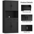 thumbnail image 7 of Homfa 71" Farmhouse Kitchen Pantry Storage Cabinets with 2 Drawers and Adjustable Shelves, Wood Tall Hutch Storage Cabinet for Dining Room, Black, 7 of 7