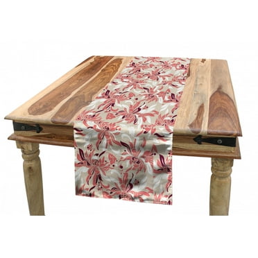 Floral Table Runner, Swirled Florets in Pastel Tones Romantic Shabby Form Fragrance Pattern, Dining Room Kitchen Rectangular Runner, 3 Sizes, by Ambesonne