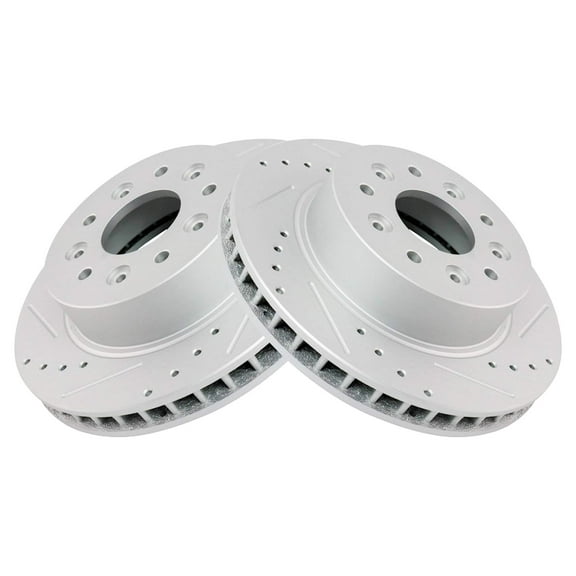 TRQ Front Performance Brake Rotors Set Vented Premium G-Coated Cross Drilled & Slotted Fits Select 1965-1982 Chevrolet Corvette