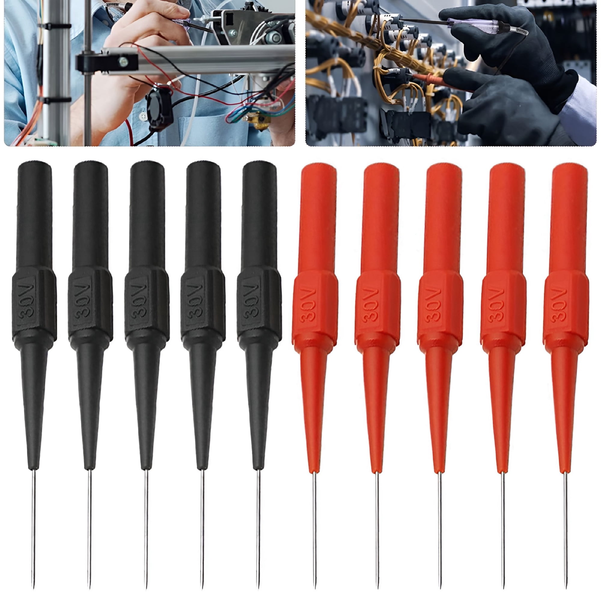 GJX 10Pcs Multimeter Probes Insulated Test Probes Stainless Steel Needle Back Probe Pins Professional Diagnostic Tool Accessories for Multimeter Test Wiring Car Tester