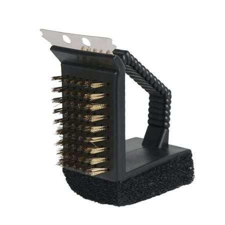 

Convenient Triple Grill Brush 3-in-1 Clean Brush Scraper Sponge for Women Men