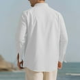 thumbnail image 5 of GuangCheng Mens Linen Henley Shirts,Long Sleeve,Lightweight,Casual,Breathable,Comfortable,Loose Fit,T Shirts,White,Size XL, 5 of 9