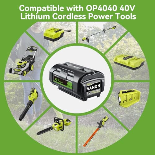2 Packs Upgrade OP4040 40V 6.0Ah Replacement for Ryobi Battery Lithium Ion Compatible with OP4015 OP4026 OP40201 OP40261OP4030 OP4040 OP40401 OP4050 OP40501 OP4050A OP40601 OP4060A