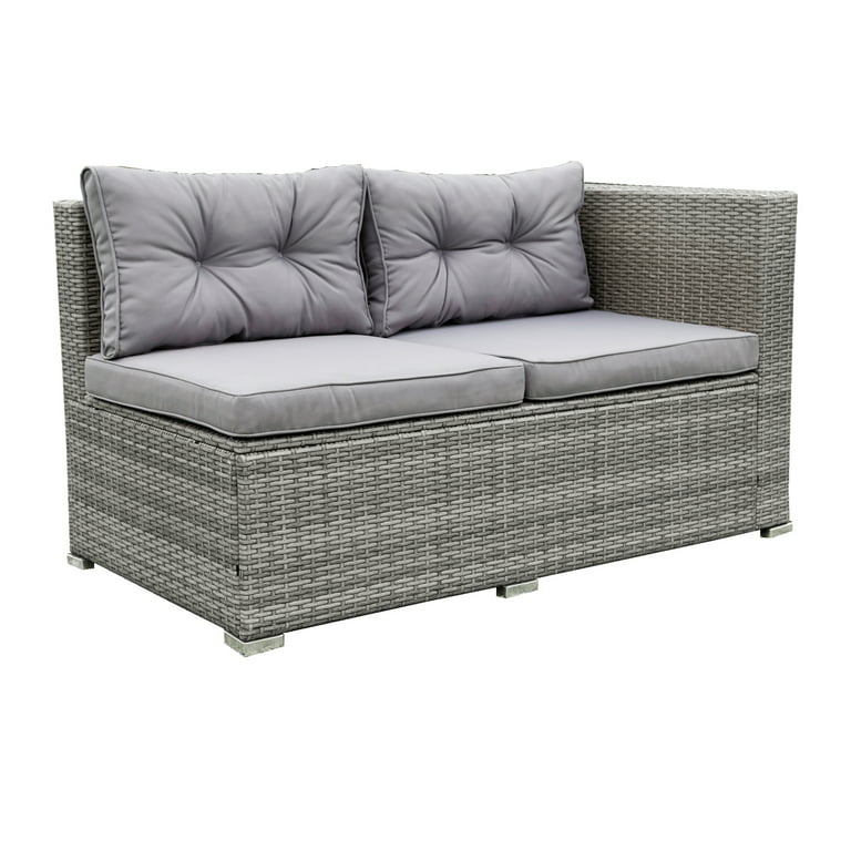 Sofa/Storage Sets, Set Piece Table, Outdoor Patio Loveseat Sofa with Set 4 Conversation Patio Furniture All-Weather Box/Coffee Wicker with Cushions LLL1100 Patio