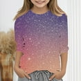 thumbnail image 3 of lcziwo Hauts à Paillettes pour Filles Manches 3/4 Chemisiers Habillés à Paillettes Graphiques Décontractés Col Rond Chandails en Coton Multicolores Ropa de Verano Para Mujer, 3 of 6