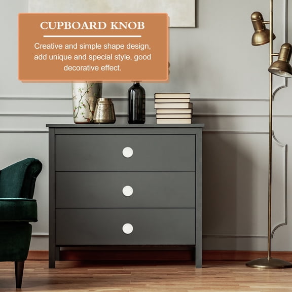 UPOUART  12pcs White Wood Cabinet Handles Round Durable Knobs