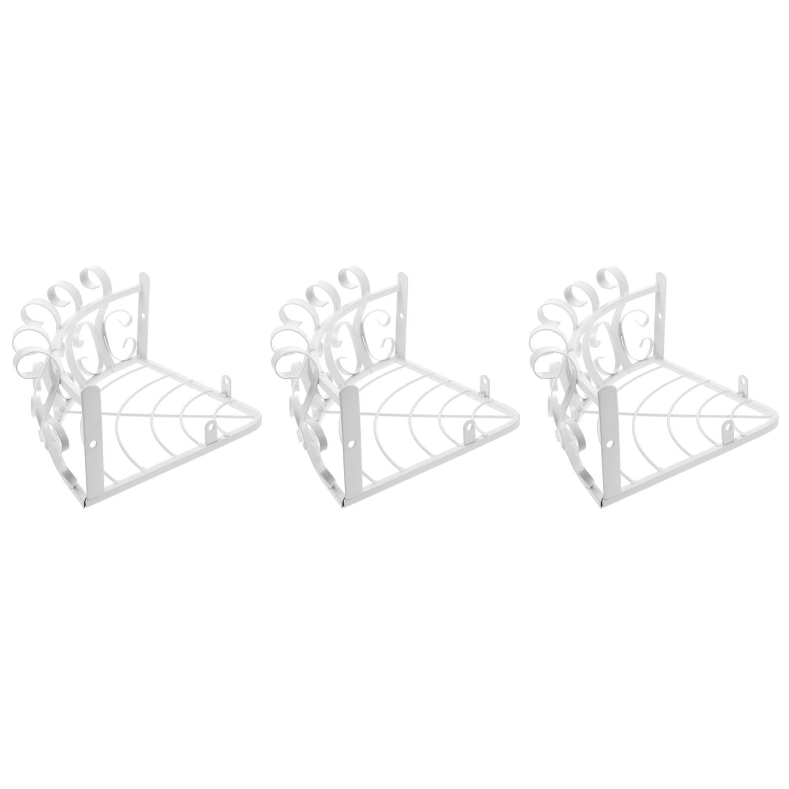 3-Piece Porch Rail Set with Corner Shelf, Hanging Semicircle Flower Pot Rack for Outdoor Garden Decor