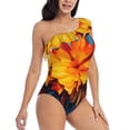 thumbnail image 3 of Goofa Colorful Paint Print Pattern Women's One Piece Swimsuits Tummy Control Bathing Suits Asymmetric One Shoulder Swimwear-XX-Large, 3 of 6