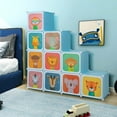 thumbnail image 3 of Costway 12-Cube Kids Wardrobe Baby Dresser Bedroom Armoire Clothes Hanging Closet with Door Blue, 3 of 10