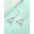 thumbnail image 6 of VESITIM Sterling Silver Celtic Knot Leverback Earring Created White Heart Opal Dangle Drop Earrings Triangle Trinity Knot Women Jewelry, 6 of 7