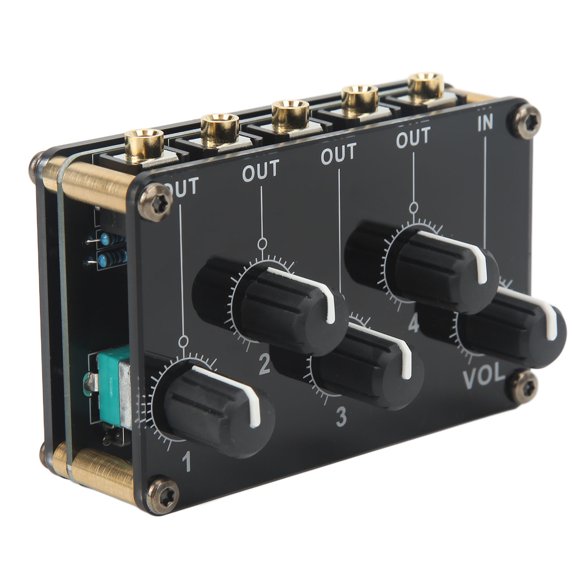 Mini mezclador de audio estéreo Bling Bling negro de Acrílico de 4 canales
