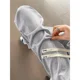 thumbnail image 3 of Pantalones finos de verano para mujer, de seda de hielo gris, de campana, de cintura alta, holgados, adelgazantes, de pierna recta, estrechos, informales, 3 of 4