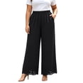 thumbnail image 3 of Pants for Women Plus Size Wide Leg Loose Fit Lightweight Elastic Waisted Pants with Pockets XL-5XL, 3 of 6