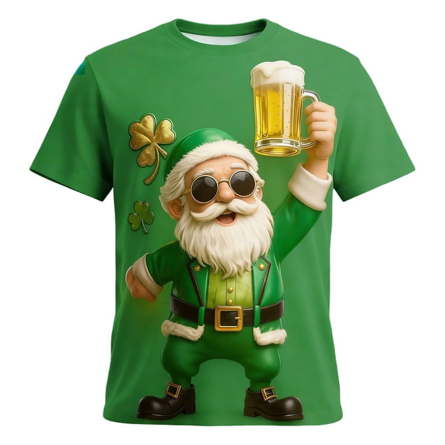 Tops para hombre, blusas y camisas de cuello redondo y manga corta para hombre. Top estampado de manga corta de San Patricio para hombre. Top/camisa de cuello redondo y manga corta para hombre. Tops p