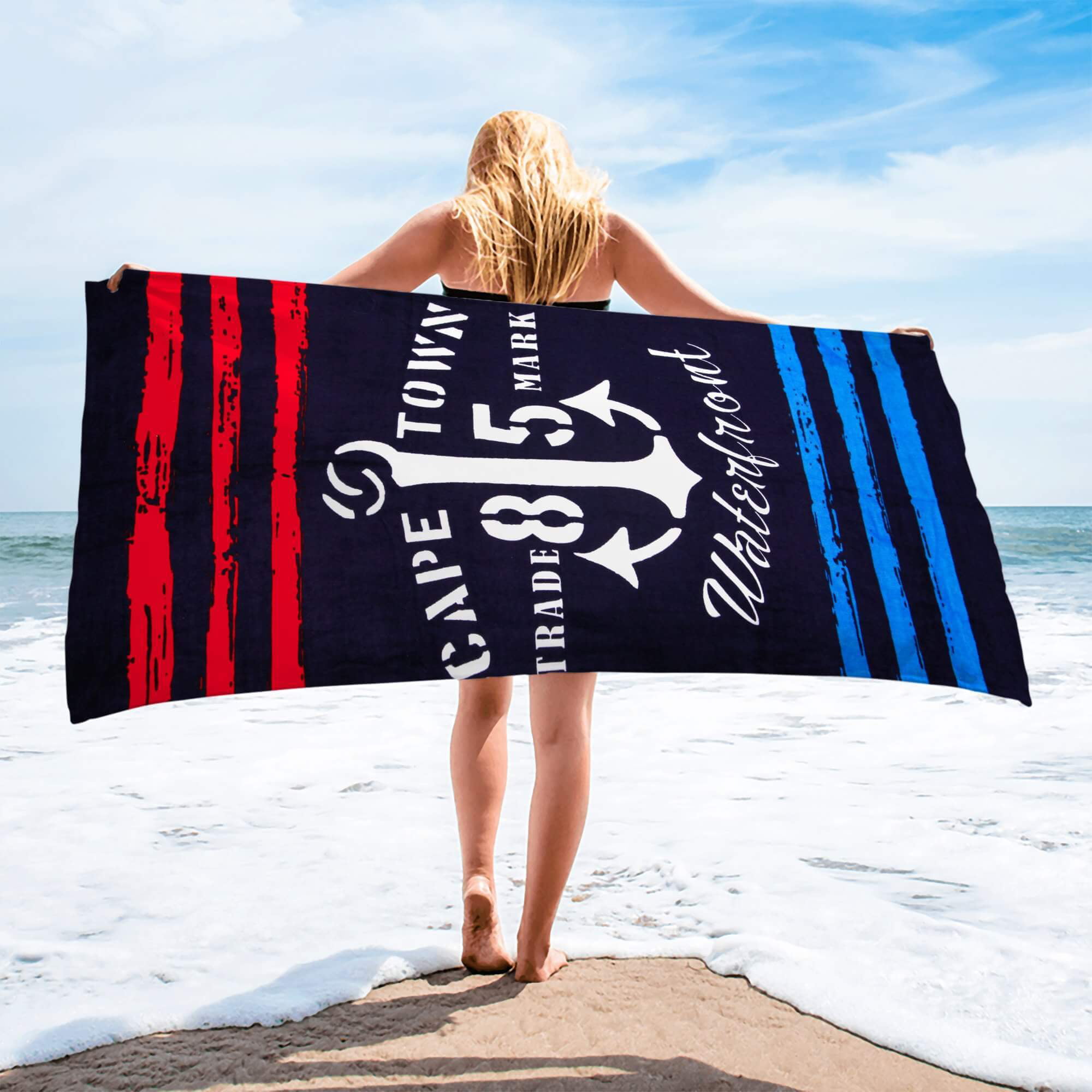 Anchors Nautical Beach Towel 100% Cotton Quick Dry 30x60 Bath Towel by Hencely 